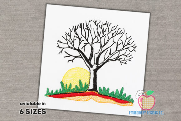 Bare Tree Without Leaves at Sunset Embroidery Review